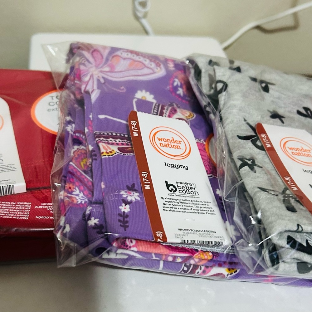 Wonder Nation Purple Kids Leggings 3-pack
